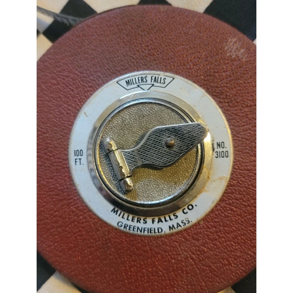 Vintage Millers Falls No. 3100 100 Ft Steel Tape‎ Measure Surveyor Reel